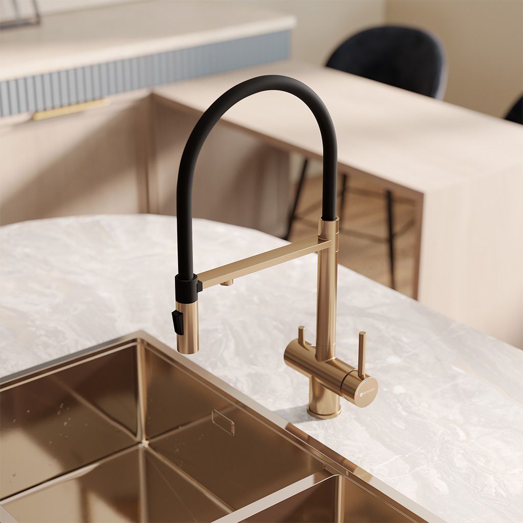 Смеситель для кухни с подключением к фильтру воды Сталь (Neosteel) 3188611SSMGB